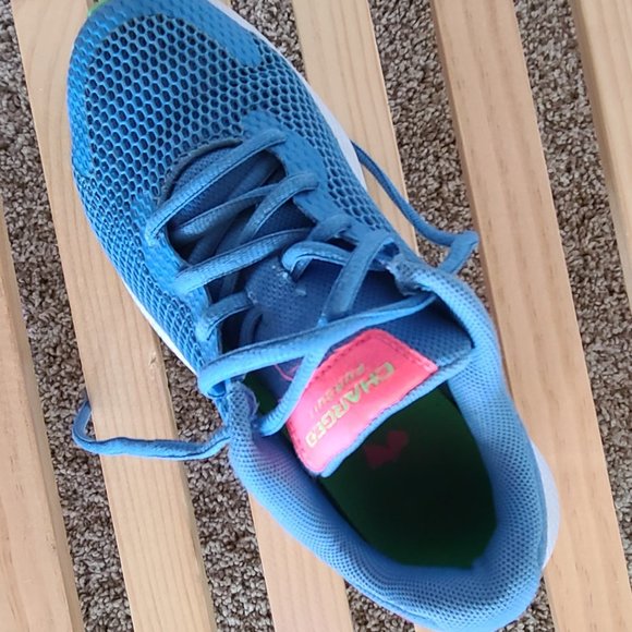 Under Armour UA Charged Pursuit | Girls Boys Unisex Blue Tennis Shoes | US 4 - Picture 2 of 6